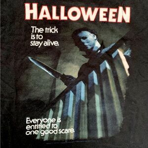 Gildan Black Halloween Graphic Tee with Red Text